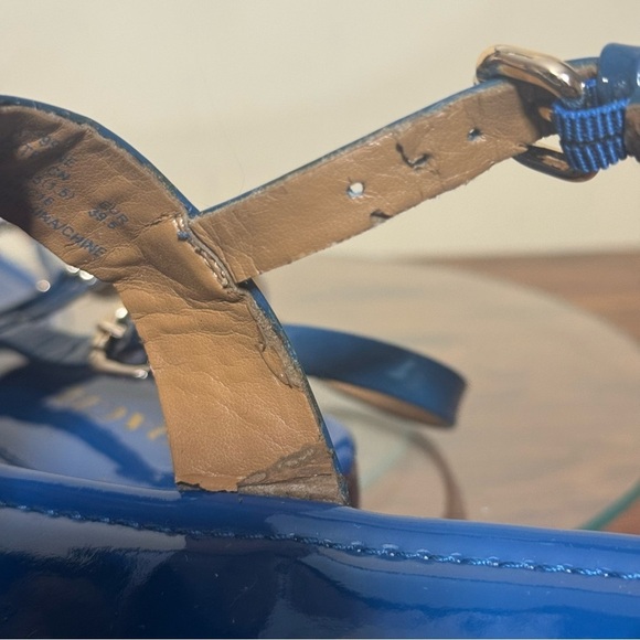 COACH Caterine Blue Patent Leather T-Strap Thong Sandals - Picture 11 of 16